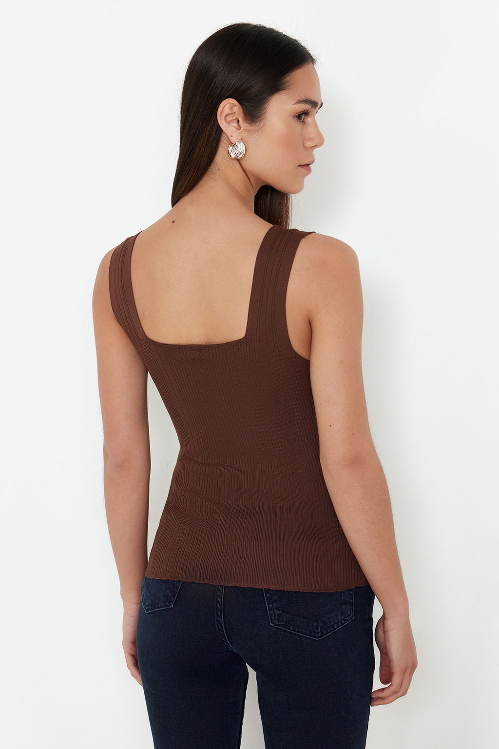 Tas-Kahverengi Basic Ikili Paket Top Ince Bluz TWOSS24BZ00623