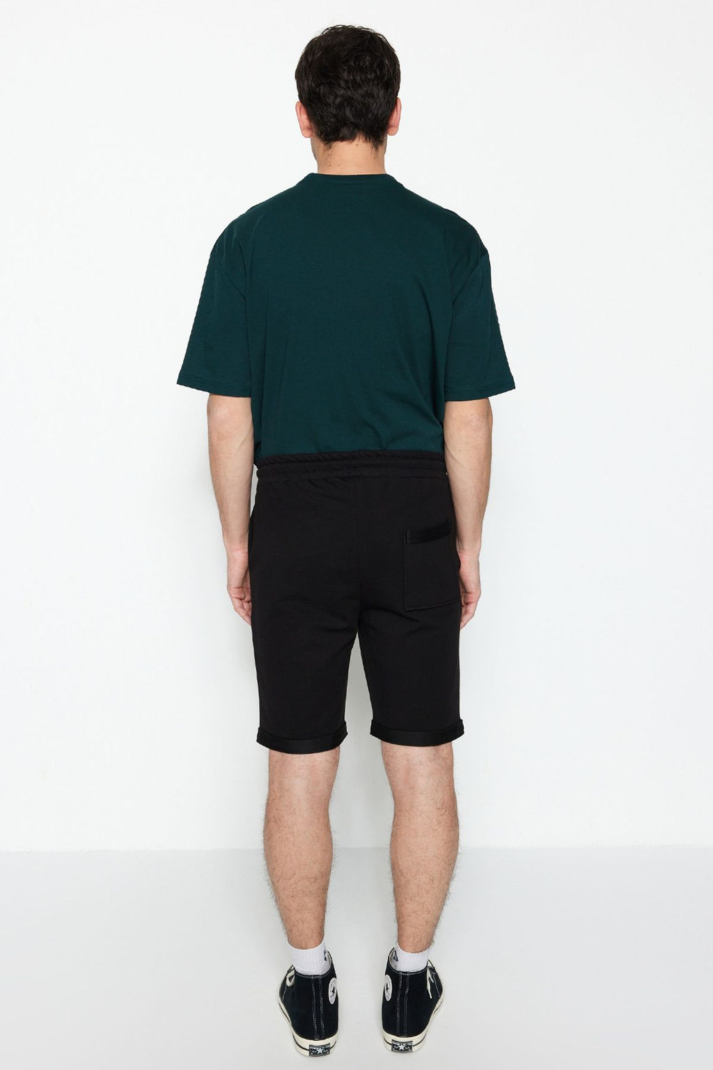 Siyah Regular/Normal Kesim Orta Boy Lastik Belli Bagc?kl? Duble Paca Sort TMNSS21SR0046