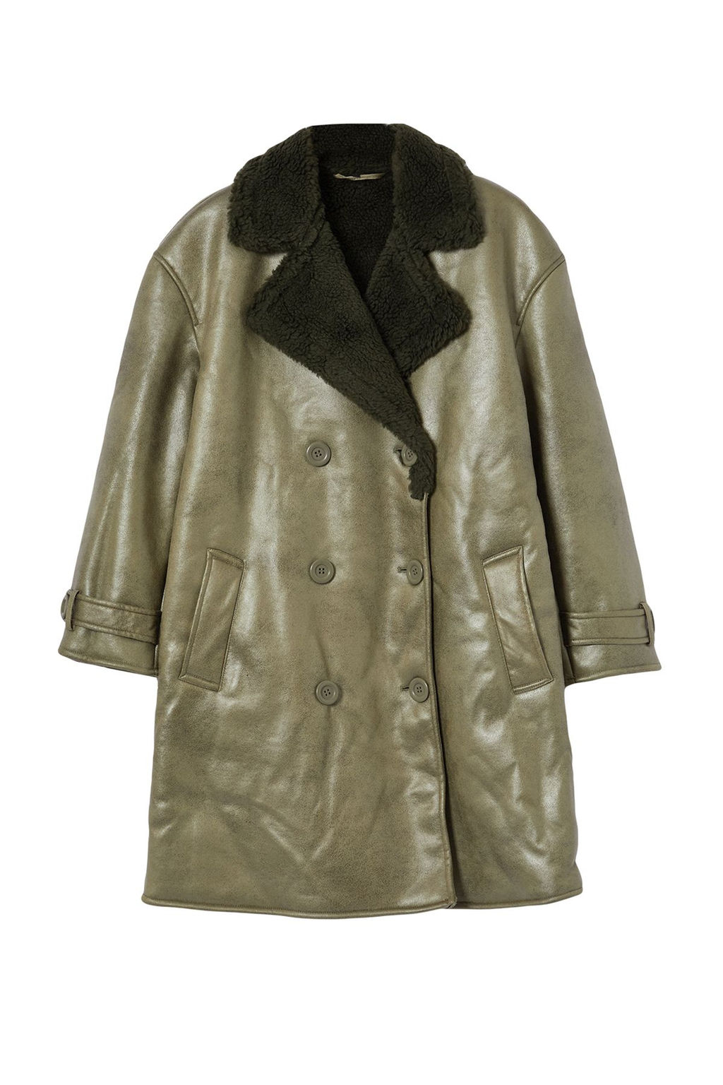 Haki Yakas? Kurk Detayl? Oversize Uzun Kaban TWOAW25KB00000 - Trendyolmilla фото 6