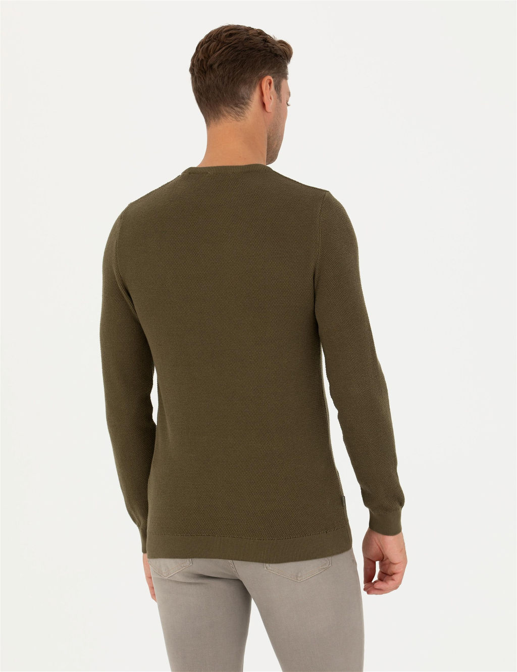Koyu Haki Slim Fit Fermuarl_ Dik Yaka Triko Kazak - Pierre cardin фото 6