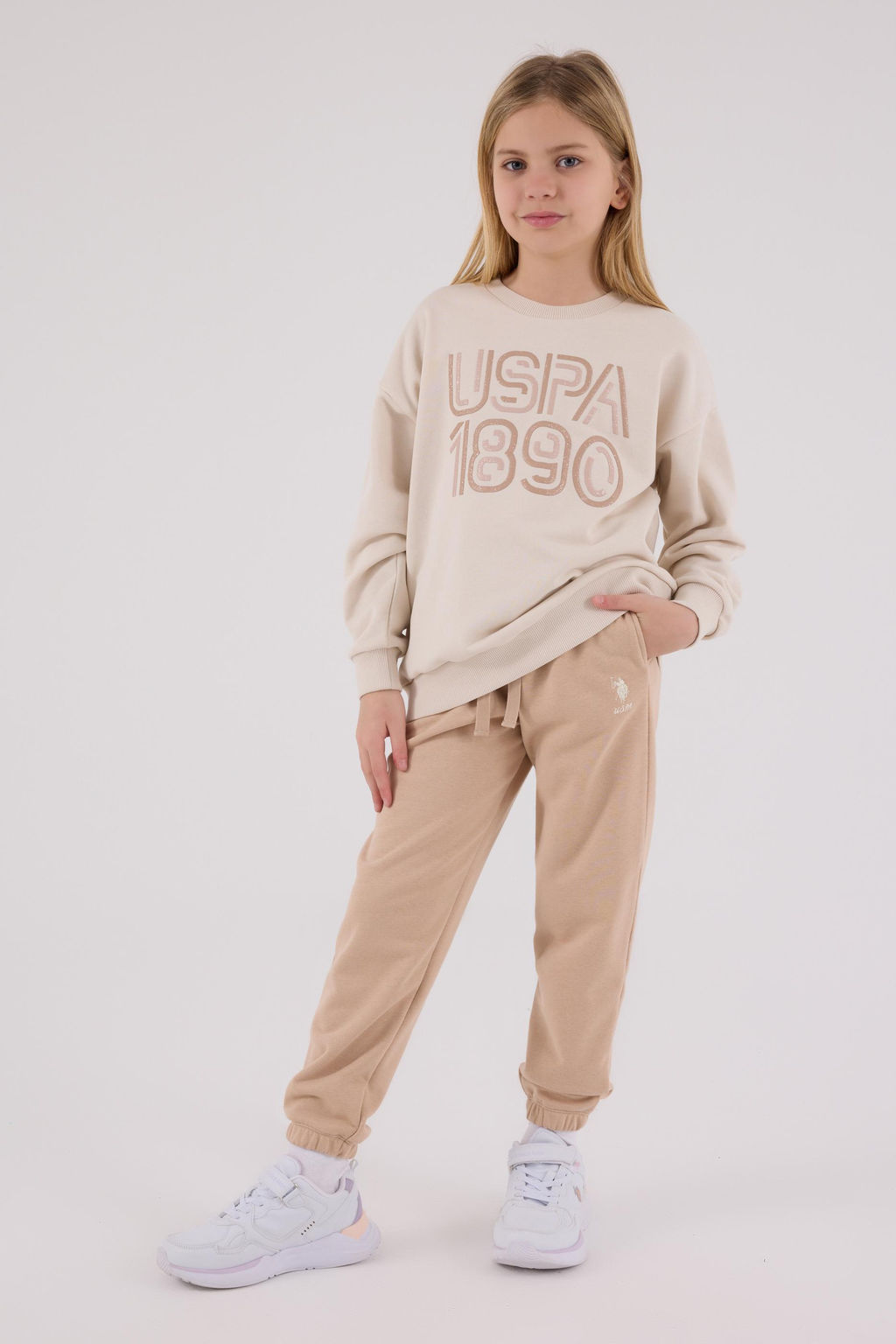 K_z _ocuk Bej Pijama Tak_m_ Sepette S_rpriz _ndirim - U.s. polo assn фото 9