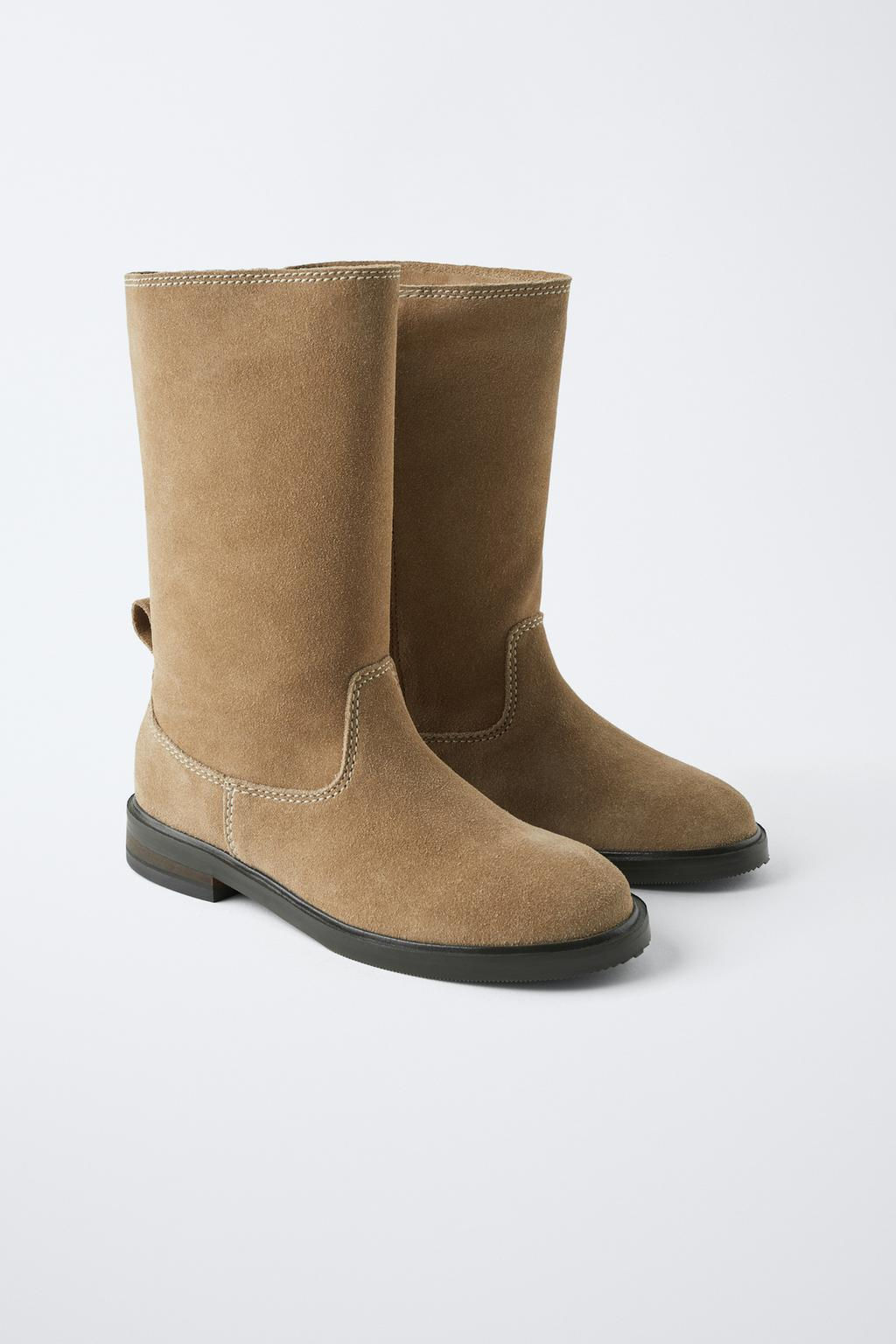 LEATHER SPLIT SUEDE BOOTS - Zara фото 3