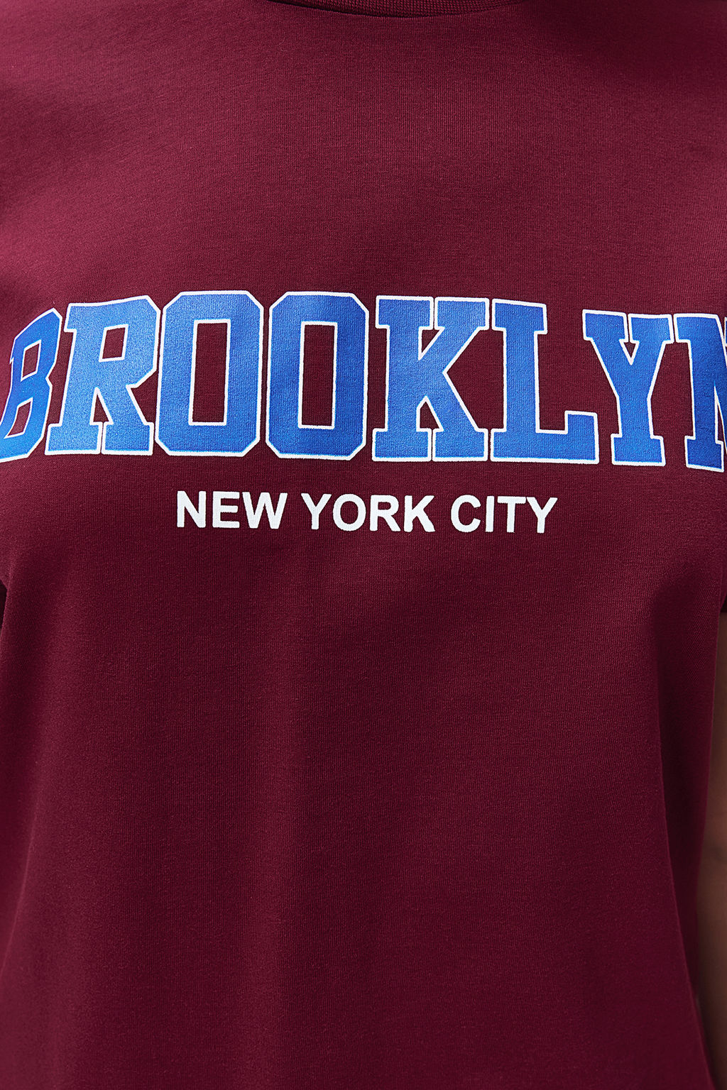 TRENDYOLMILLA Bordo %100 Pamuk Slogan Bask?l? Regular/Normal Kesim Orme T-Shirt TWOSS24TS00138  фото 5