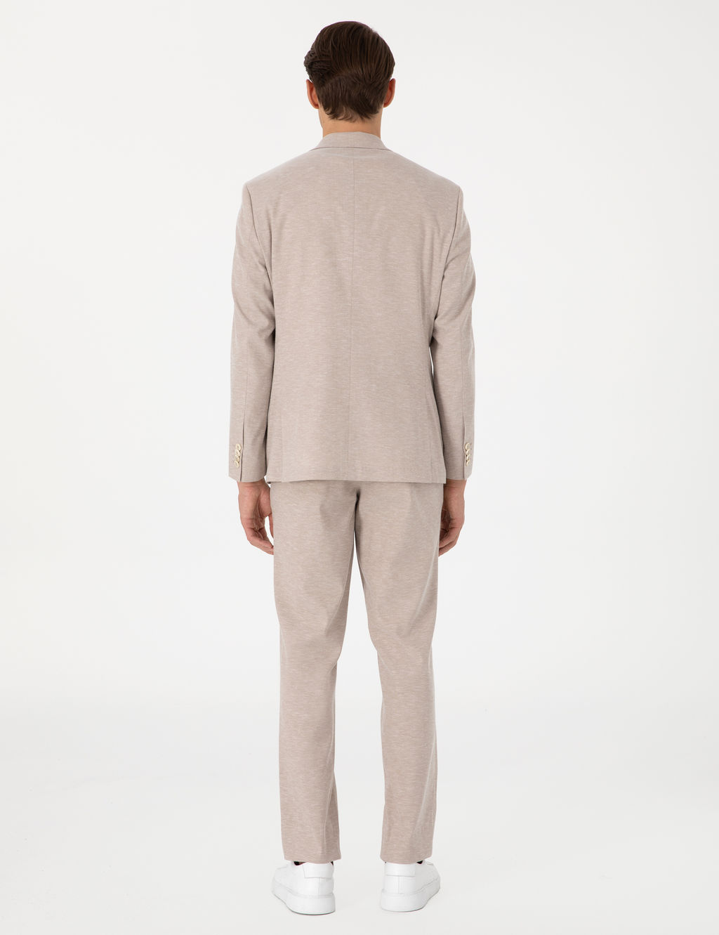 A__k Kahverengi Slim Fit Keten Kar___ml_ Tak_m Elbise