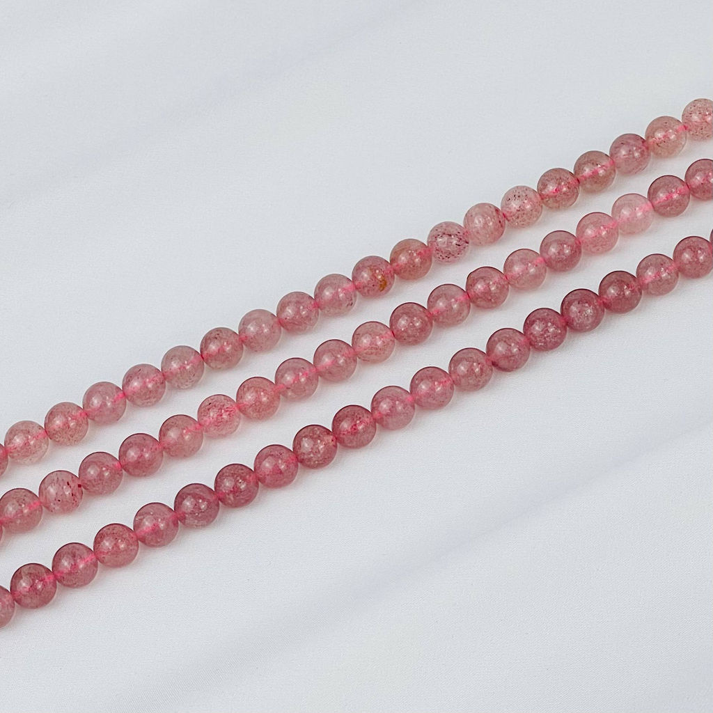 Бусины для украшений из Клубничного кварца (46 бусин) 39 см