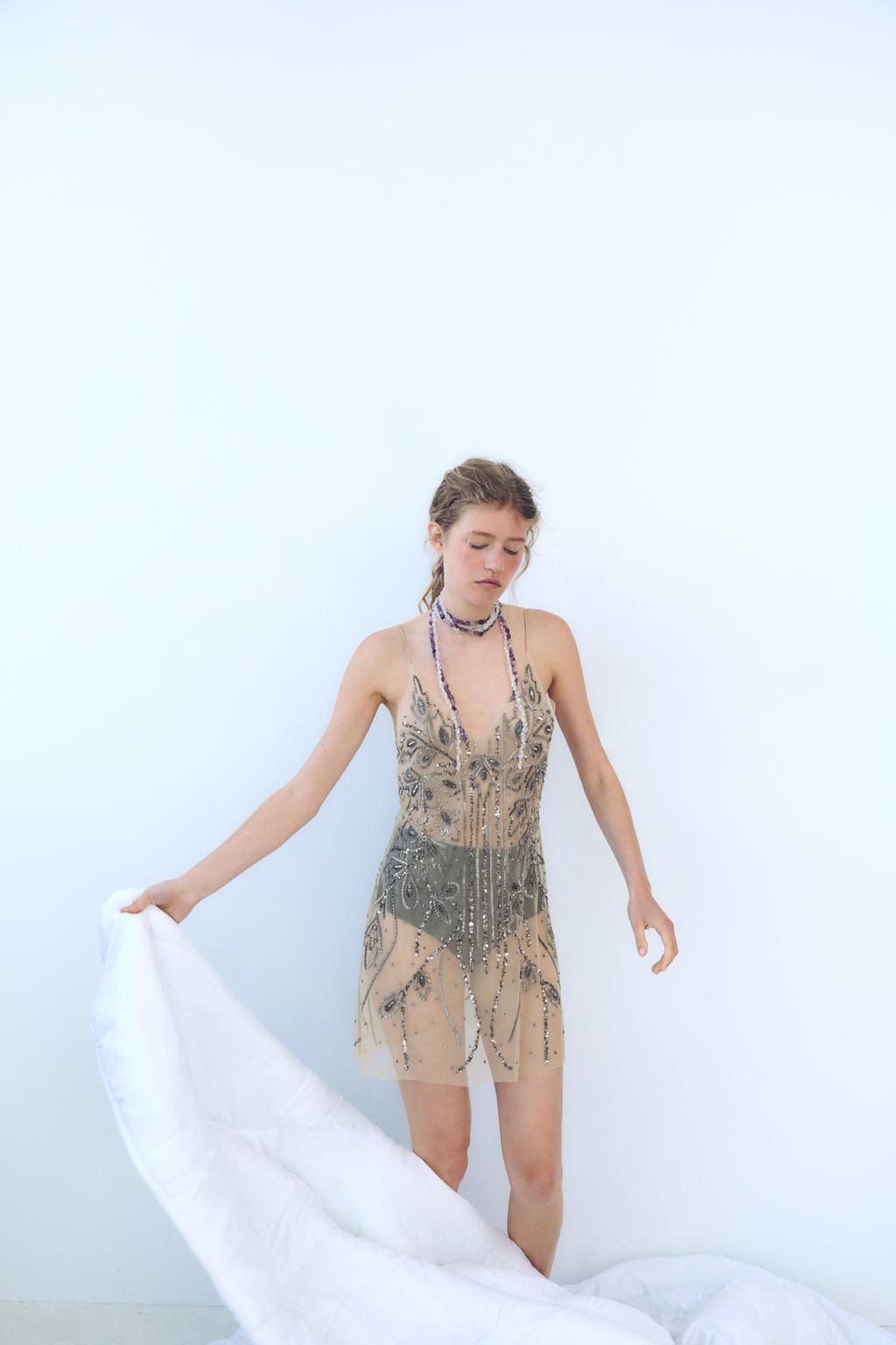 BEADED TULLE DRESS - Zara фото 4
