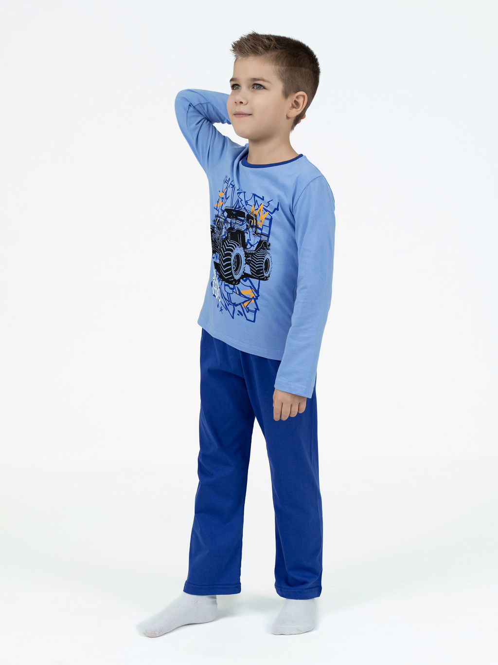 Пижама детская  темно-голубая джип ПЖ-1810 (98-104)