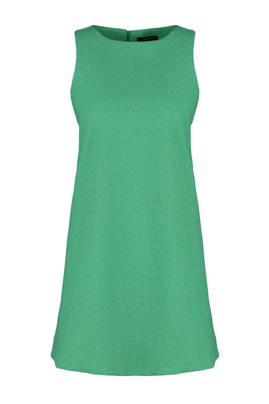 TRENDYOLMILLA Kahverengi Genis Kesim Keten Gorunumlu Kolsuz Mini Dokuma Elbise TWOSS23EL01497  фото 17