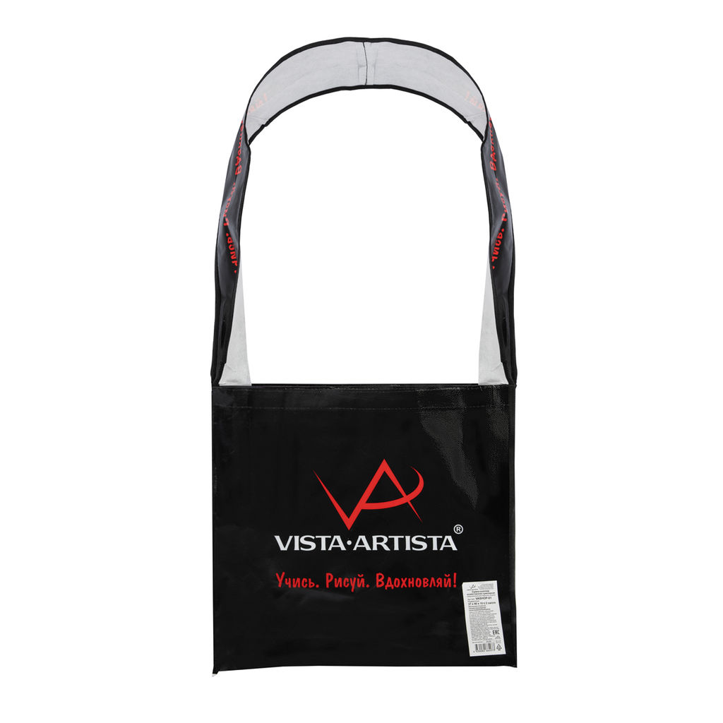VISTA-ARTISTA Сумка-шоппер сувенирная VASHOP-01 37*40*10 см 100% полиэстер Кошка с жемчужной сережкой  фото 3
