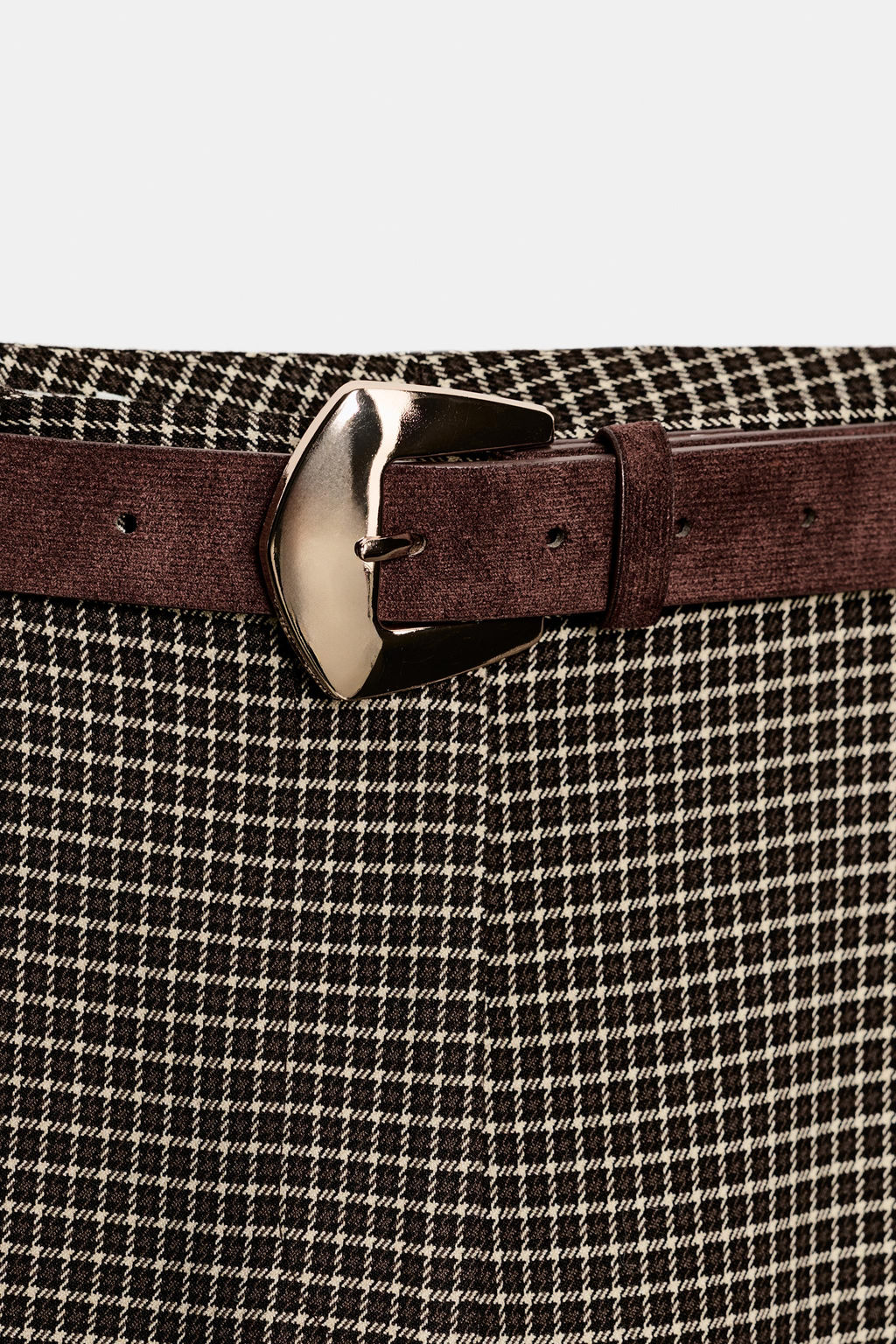 STRAIGHT CHECK TROUSERS WITH BELT - Zara фото 15