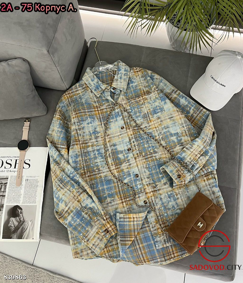 Рубашка женская в клетку - Bruno фото 9