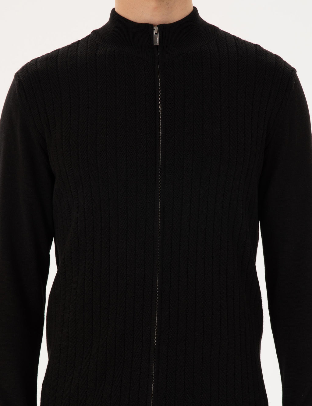 Siyah Slim Fit Fermuarl_ Triko H_rka - Pierre cardin фото 6