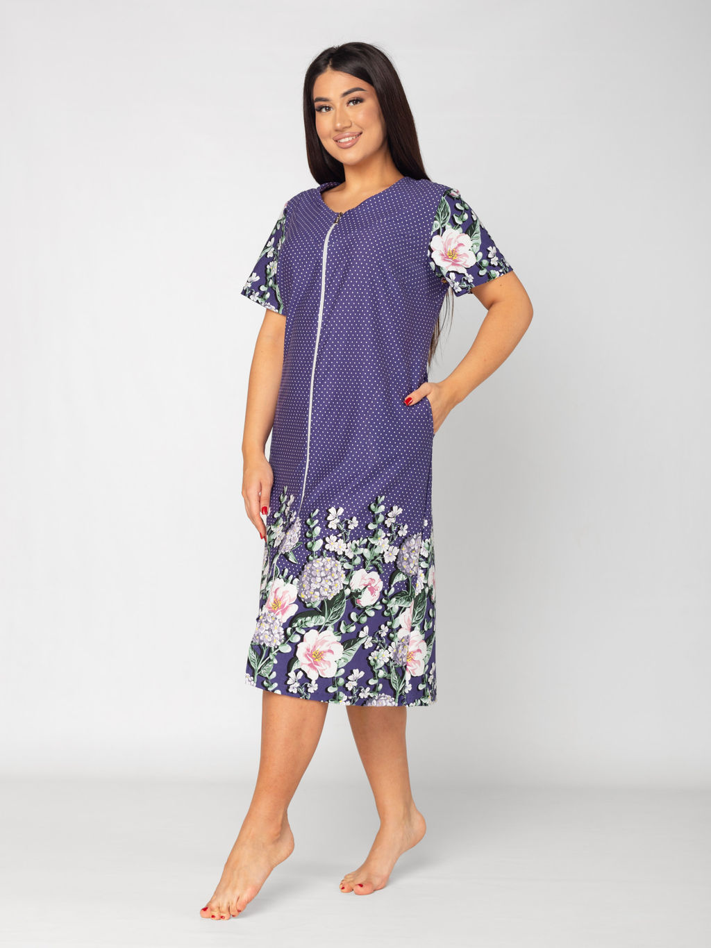 Халат женский кулирка на молнии "ВЕНЕРА" ФИОЛЕТОВЫЙ