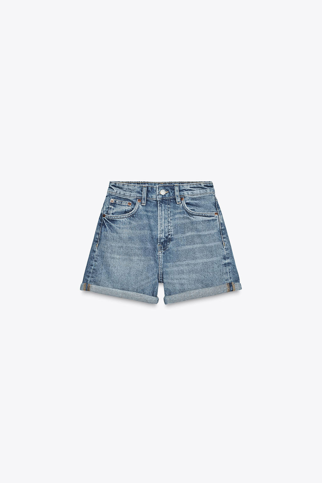 HIGH-WAIST MOM FIT TRF BERMUDA SHORTS - Zara фото 36
