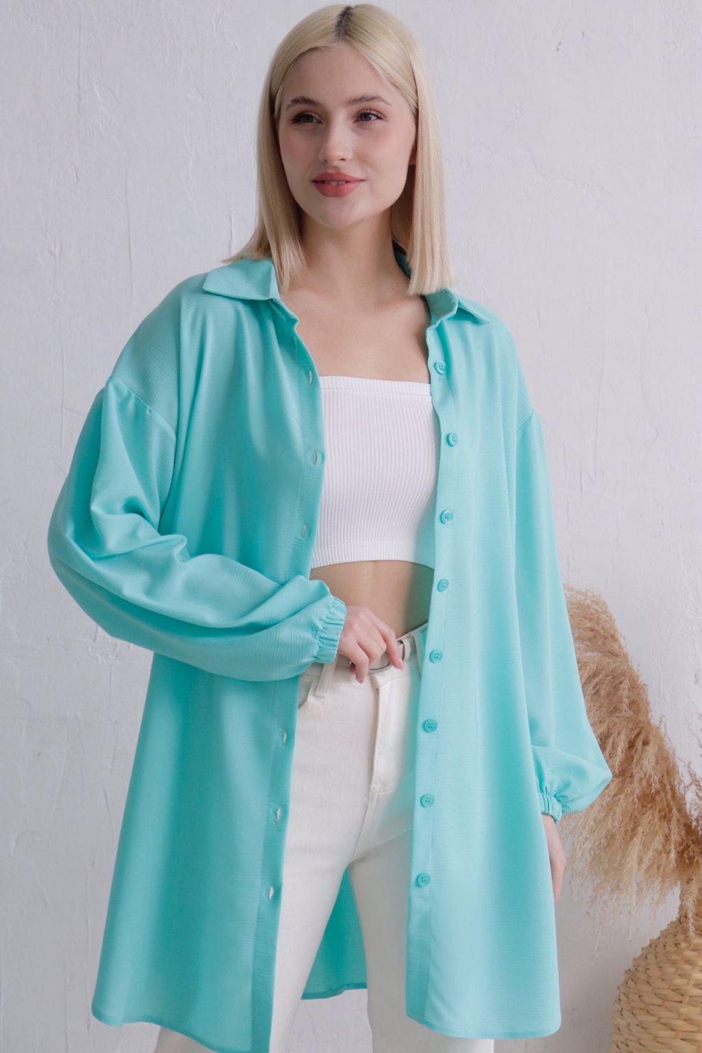 11715 Рубашка удлинённая тиффани - Martichelli фото 3