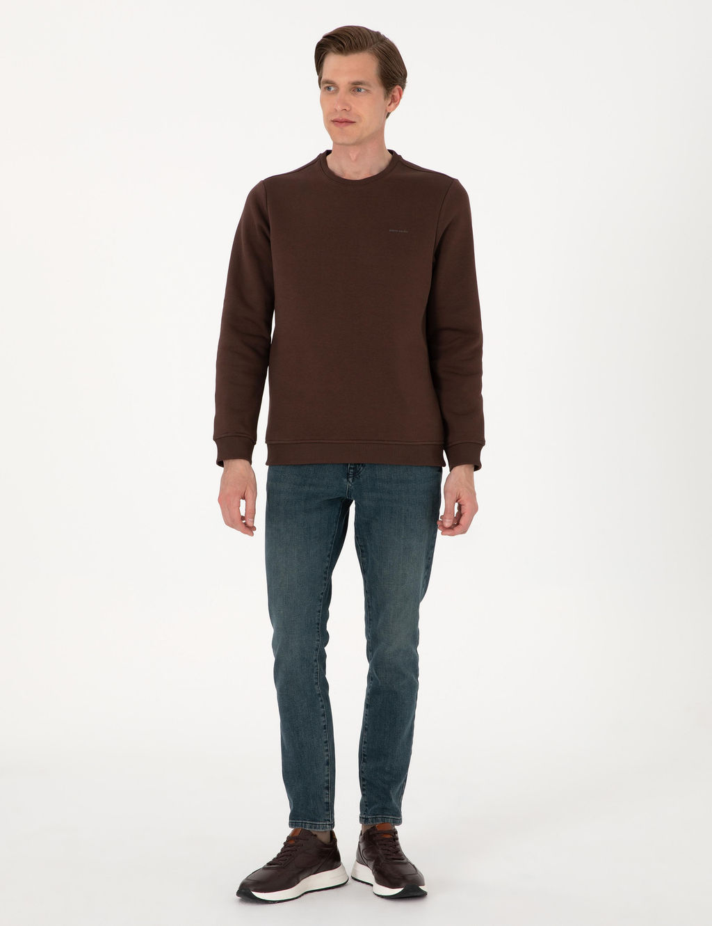 Kahverengi 3 _plik Regular Fit __i Polarl_ Bisiklet Yaka Basic Sweatshirt - Pierre cardin фото 4