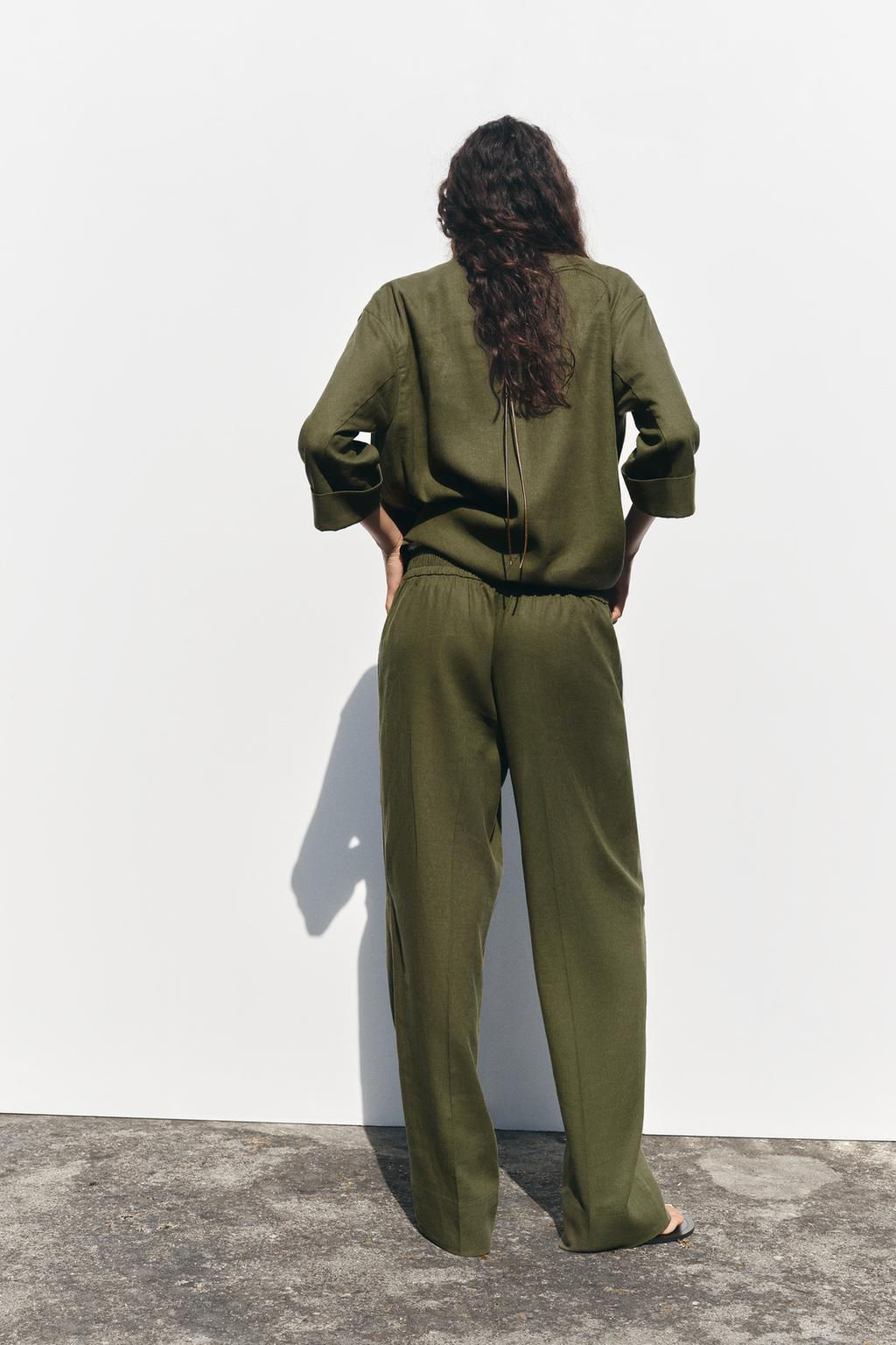 WIDE-LEG LINEN-BLEND TROUSERS - Zara фото 19