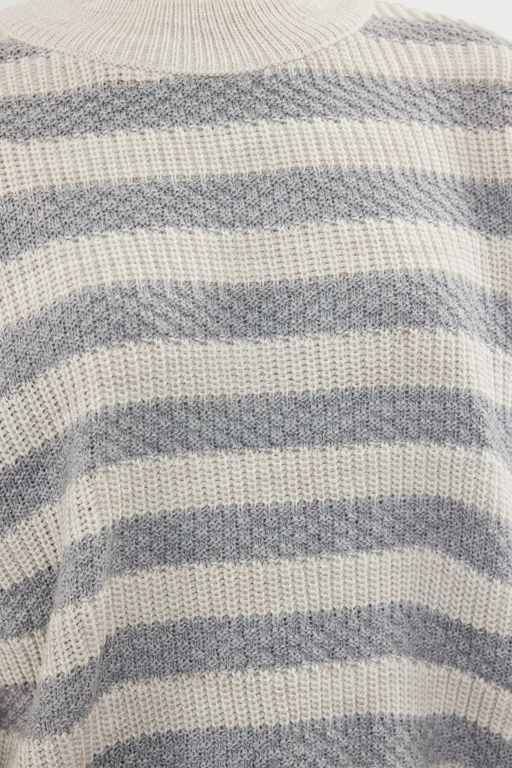 Ekru Genis Kal?p Cizgili Triko Kazak TWOAW23KZ00516 - Trendyolmilla фото 12