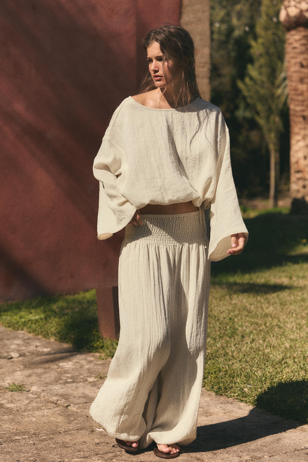 PANTAL?N CINTURA EL?STICA / Beige - Zara фото 8