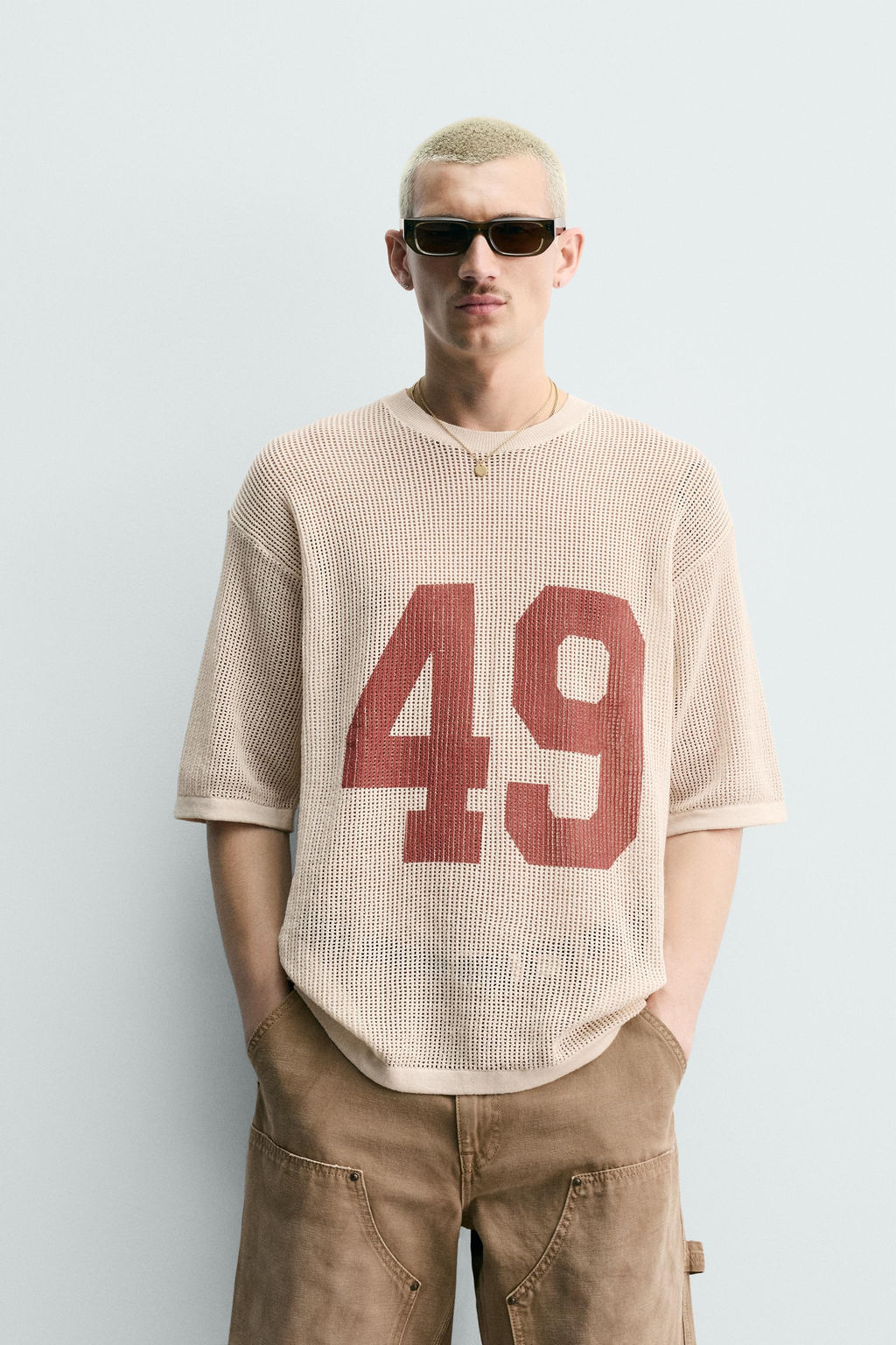 CAMISETA PUNTO ESTRUCTURA RED N?MERO / Crudo