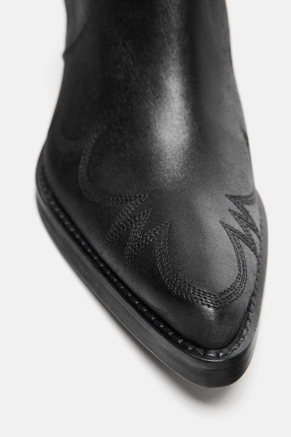 LEATHER COWBOY ANKLE BOOTS WITH TOPSTITCHING - Zara фото 7