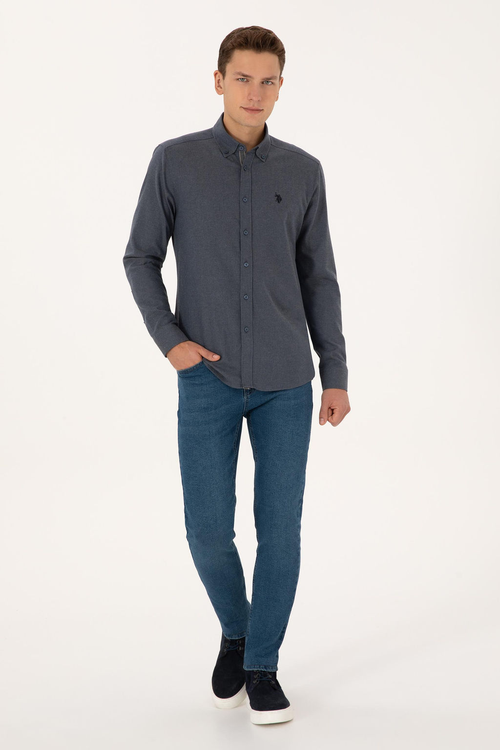 Erkek A__k Lacivert Uzun Kollu G_mlek - U.s. polo assn фото 4