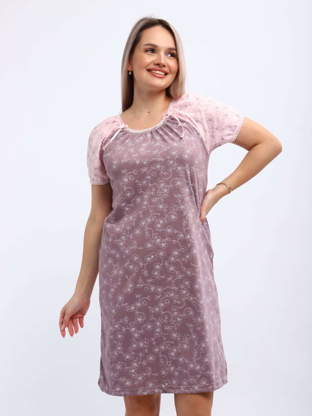 М296 сорочка Карина(цветы какао)