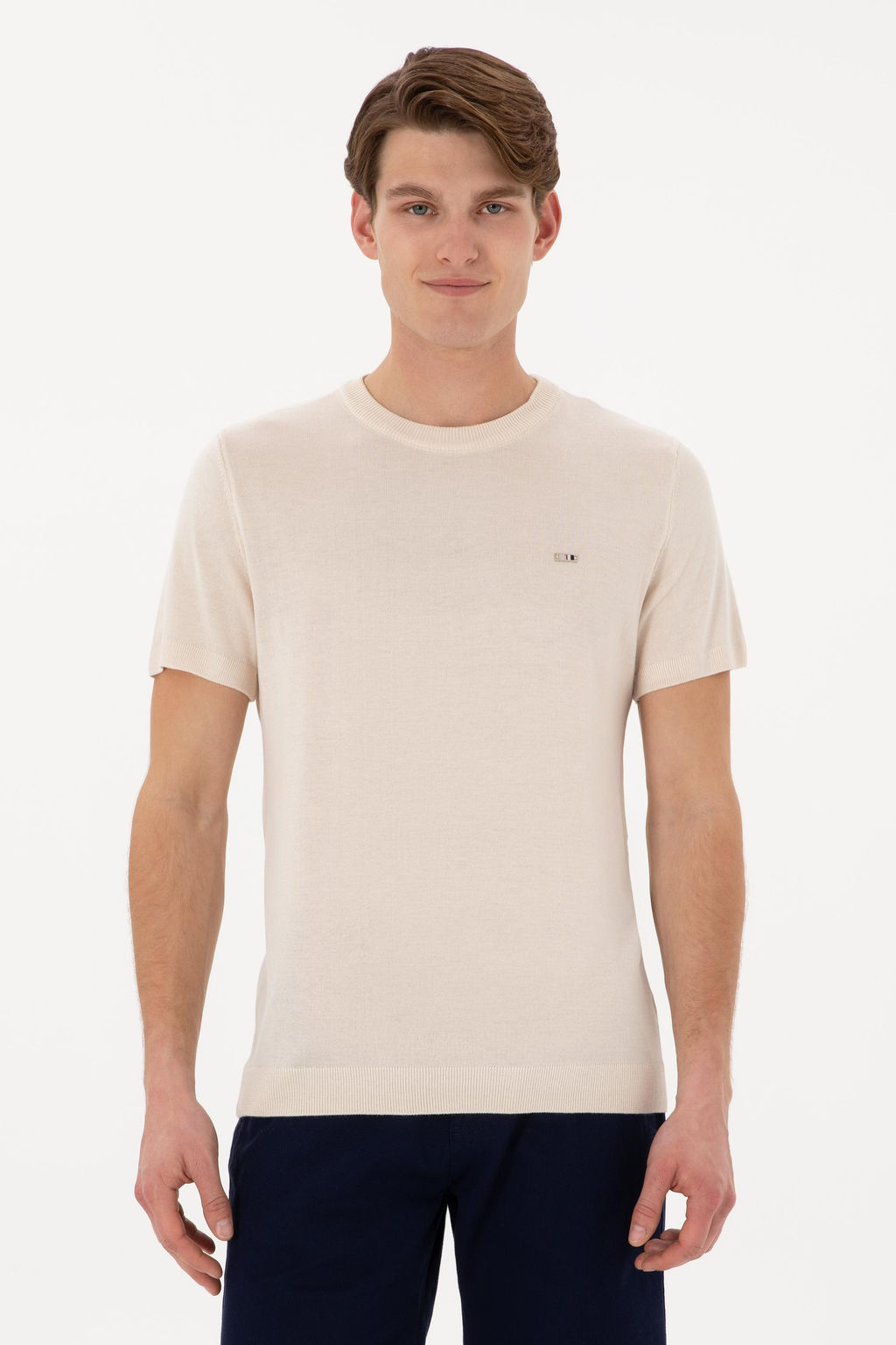Erkek Slim Fit Bisiklet Yaka Ta_ Ti__rt Sepette S_rpriz _ndirim