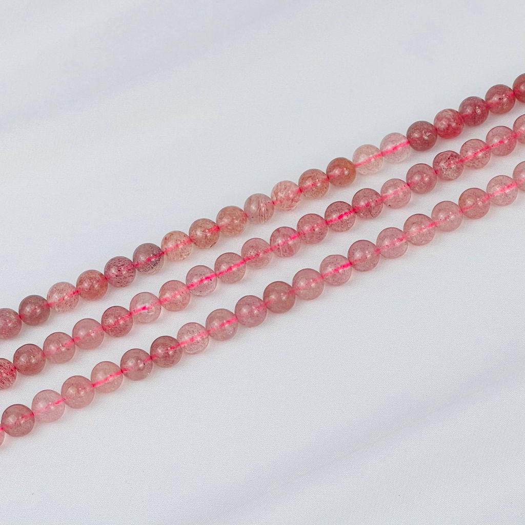 Бусины для украшений из Клубничного кварца (50 бусин) 39 см