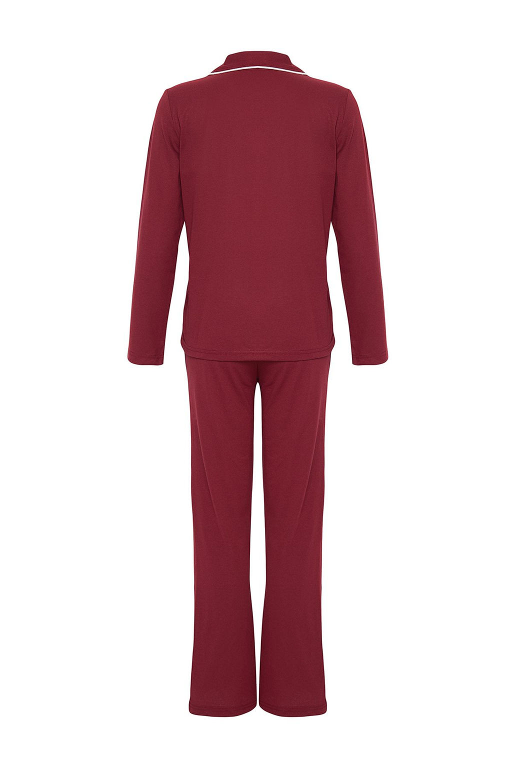 Bordo Biye Detayl? Orme Pijama Tak?m? THMAW25PT00199