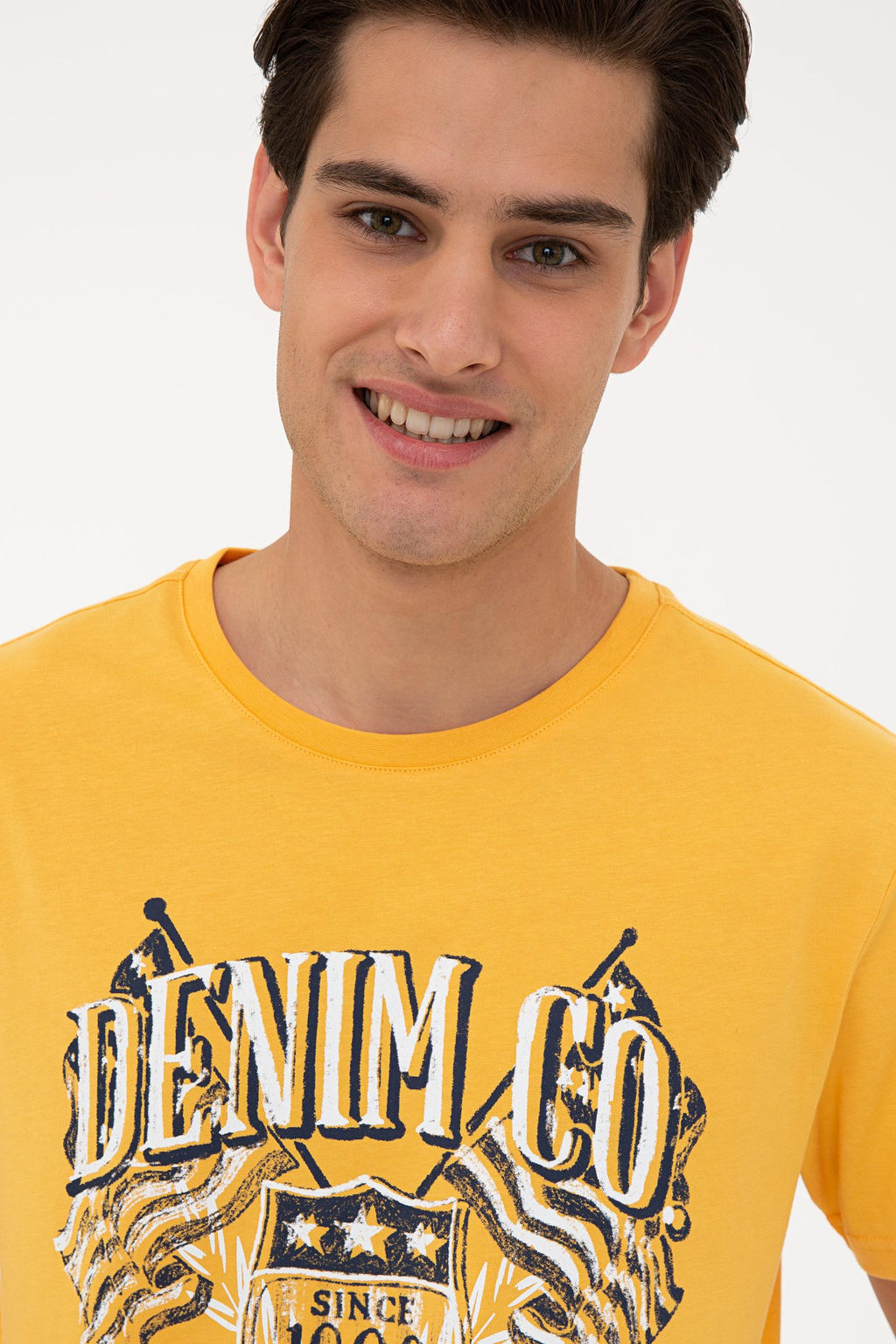 Erkek Sar_ Bisiklet Yaka T-Shirt