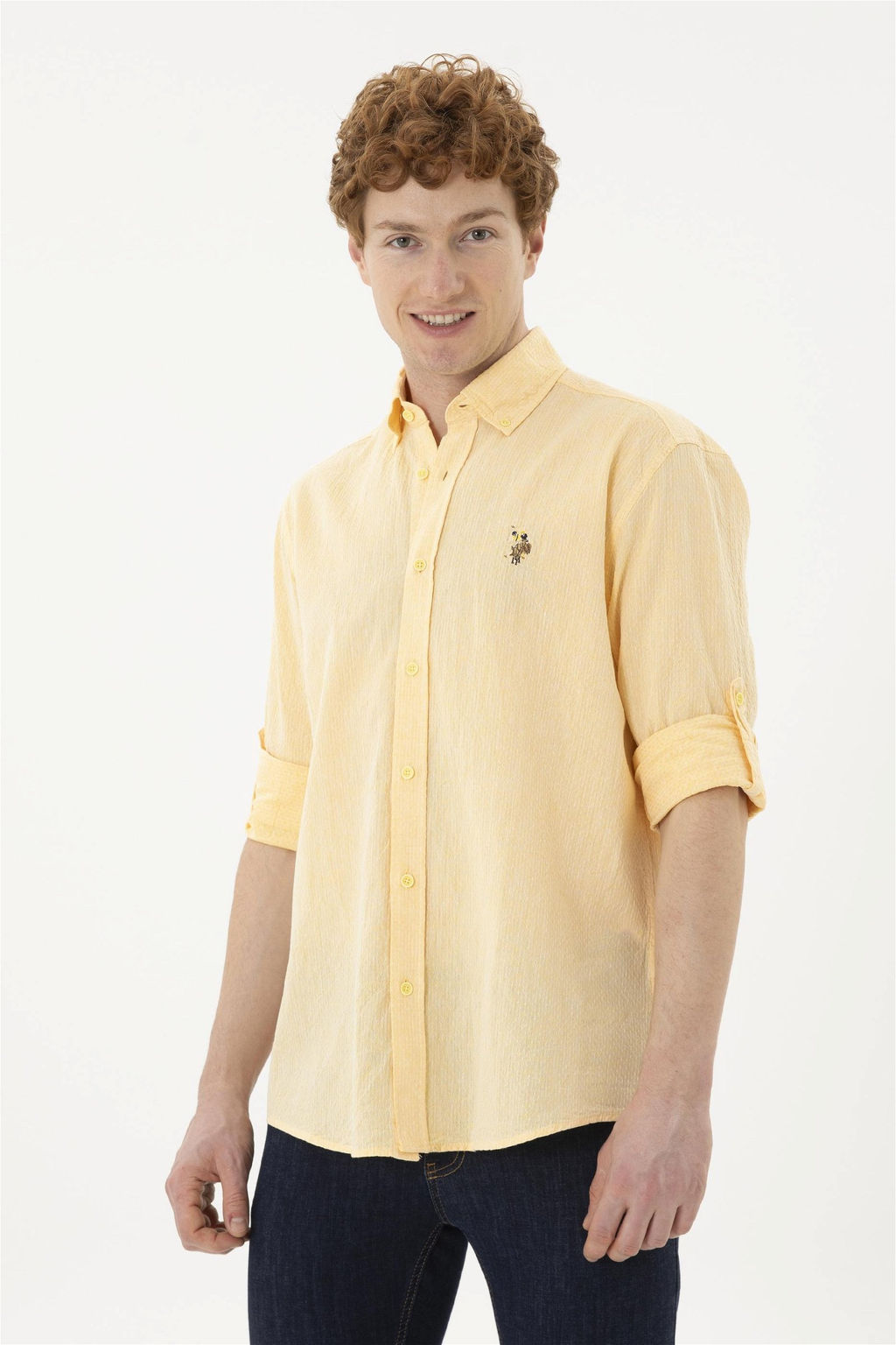 Мужская желтая рубашка с длинным рукавом - U.s. polo assn фото 3