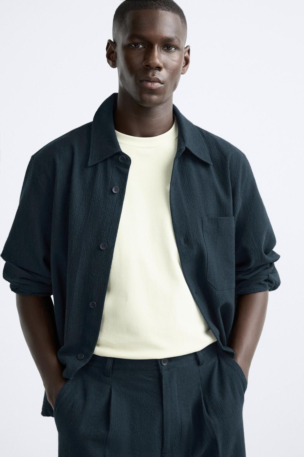 COTTON/LINEN SEERSUCKER OVERSHIRT - Zara фото 6