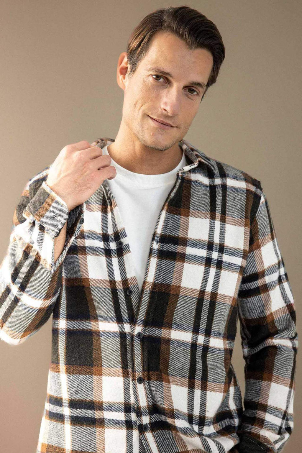 Regular Fit Kareli Oduncu Flanel Uzun Kollu Gomlek - Defacto фото 7