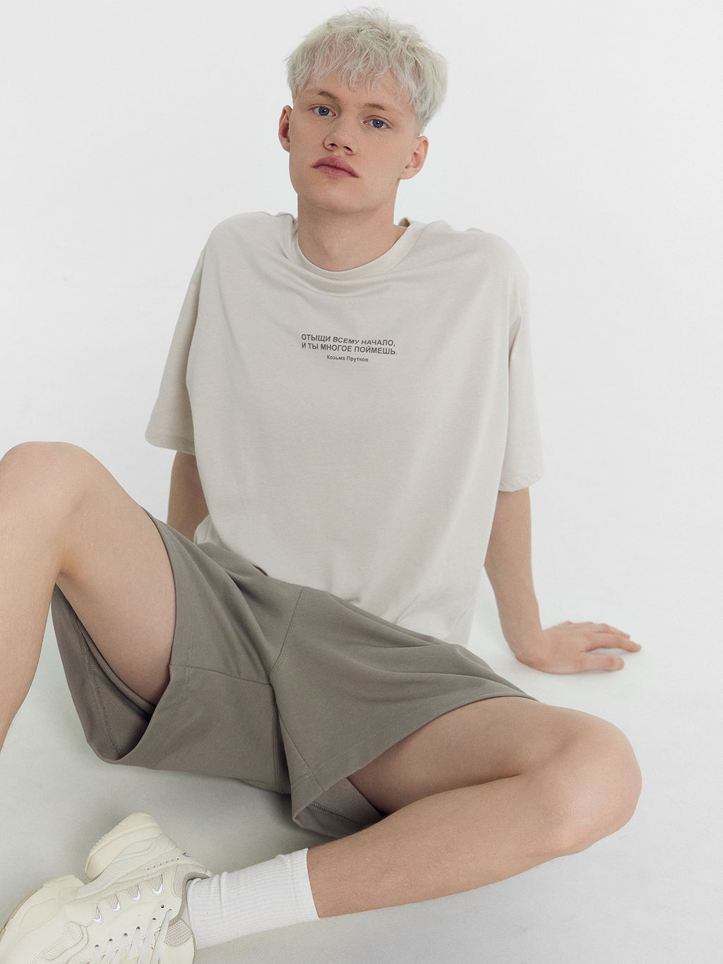 Футболка мужская в сером цвете с печатью лед +печать 111772