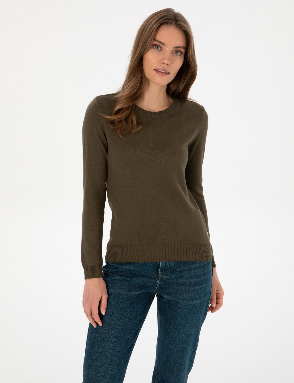 Haki Slim Fit Basic Kazak