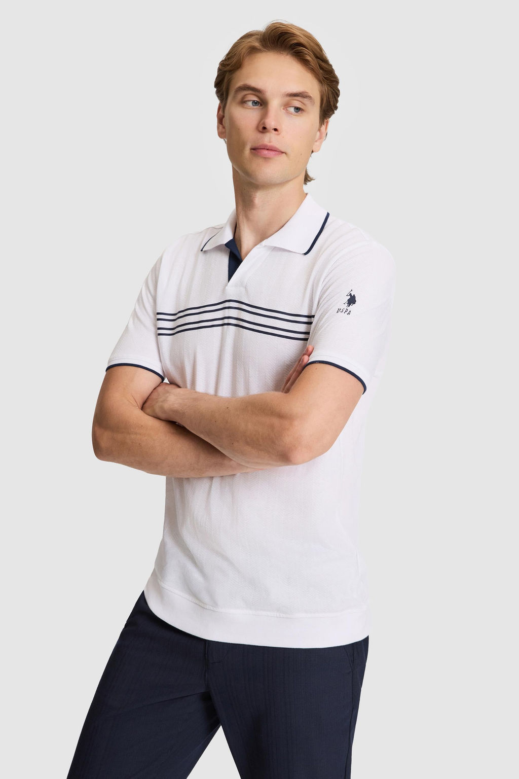 Erkek Beyaz Regular Fit Polo Yaka Ti__rt