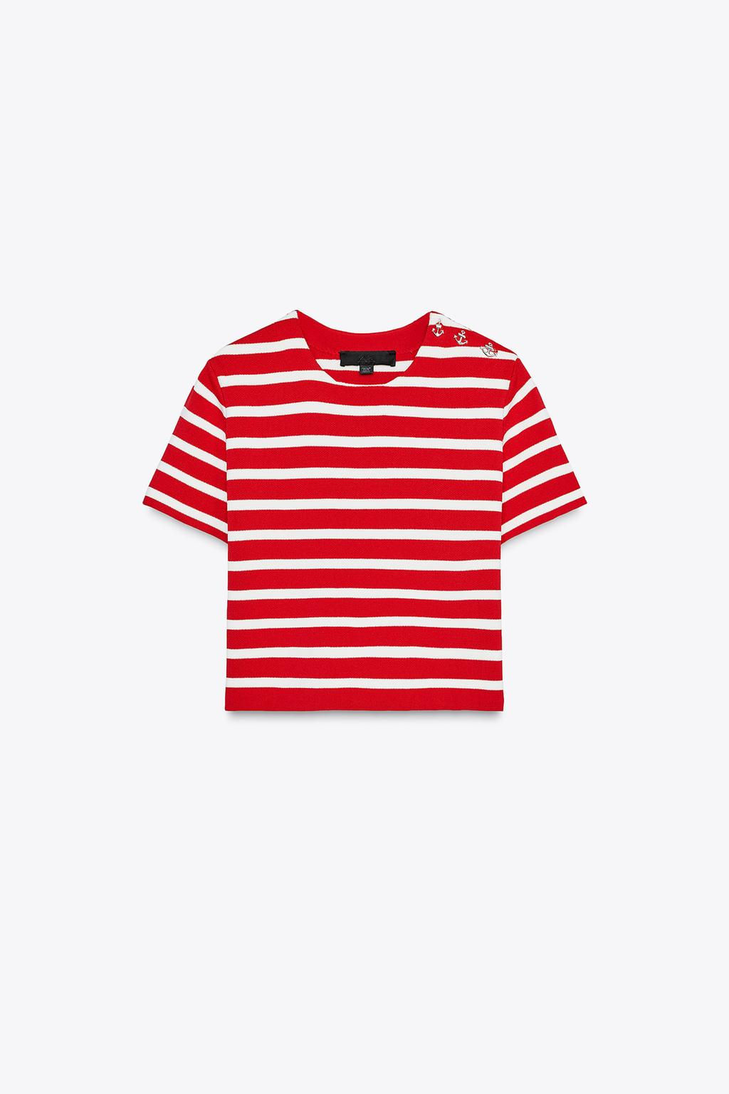 STRIPED KNIT SHORT SLEEVE TOP - Zara фото 4