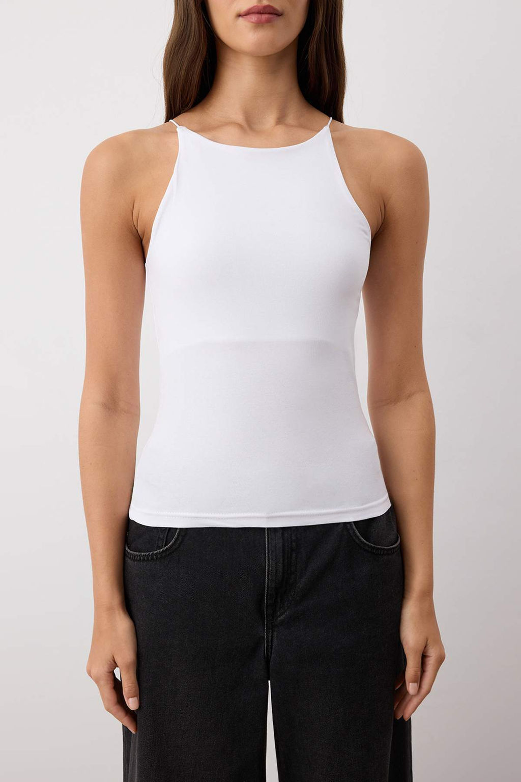 Siyah-Beyaz 2li Paket K?sa Ask?l? Vucuda Oturan Esnek Orme Atlet TWOSS25AL00062 - Trendyolmilla фото 3