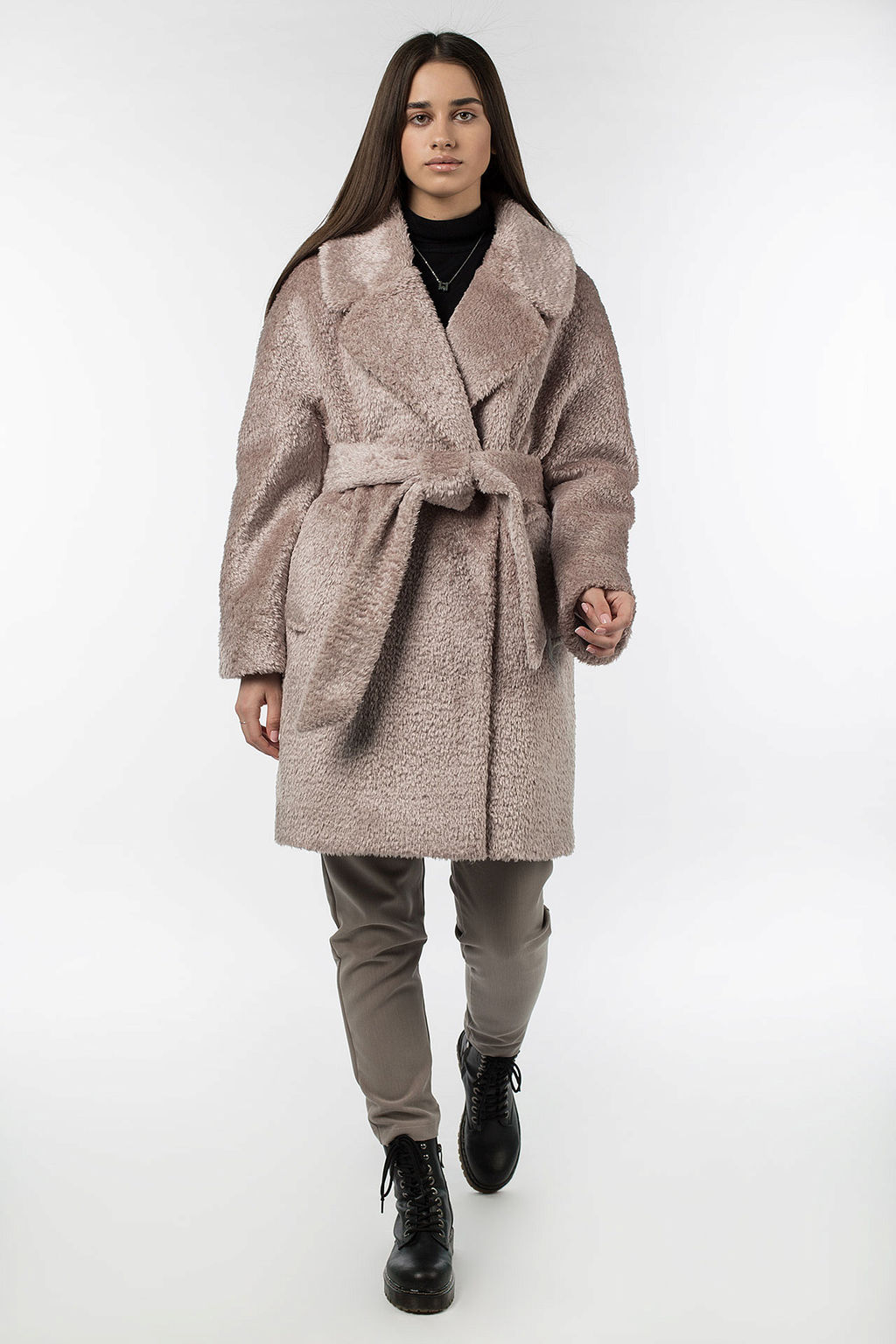 02-3077 Пальто женское утепленное (пояс) - El podio фото 2