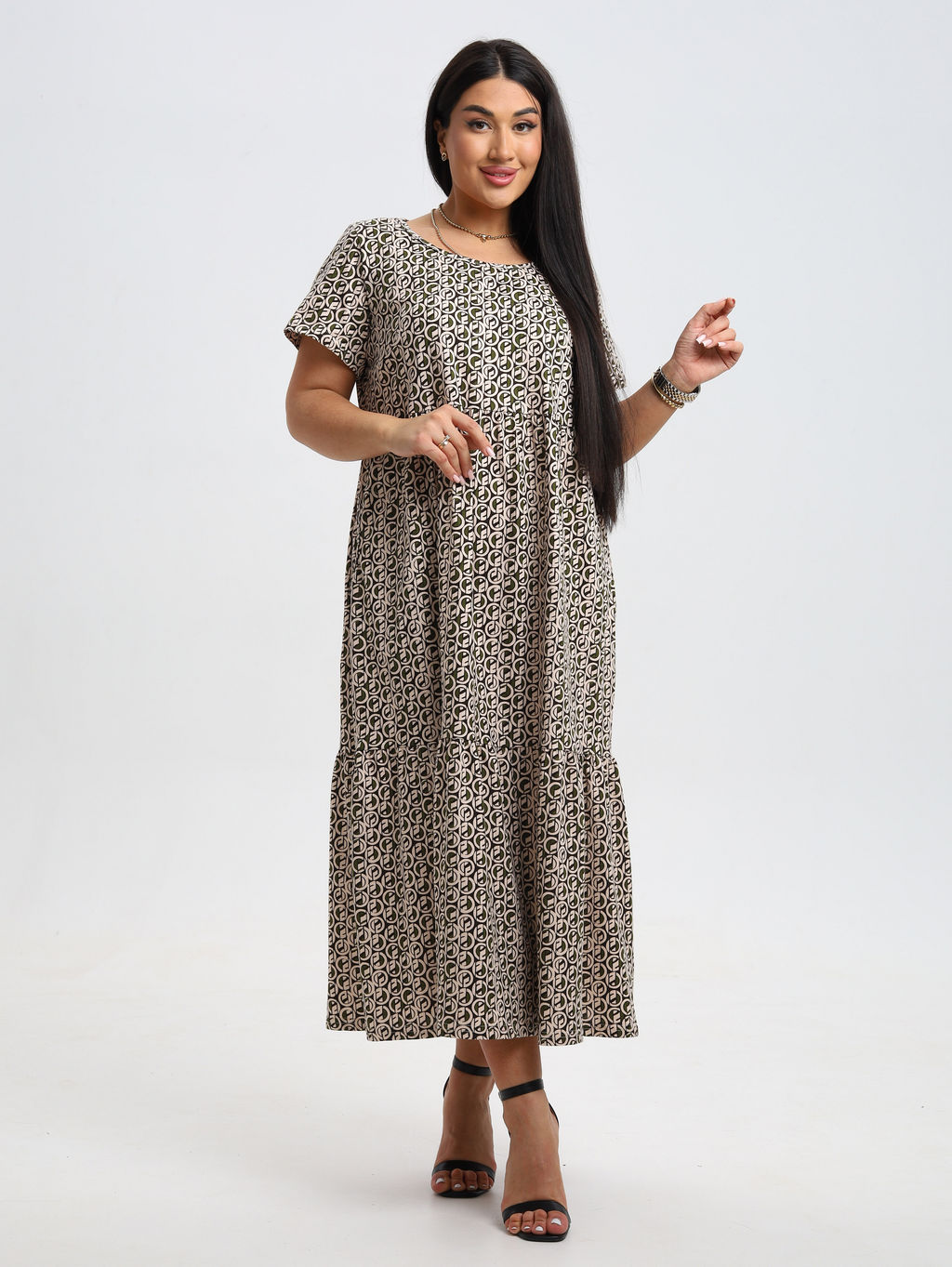 Трикотажное платье бежевое КП-02 (6)