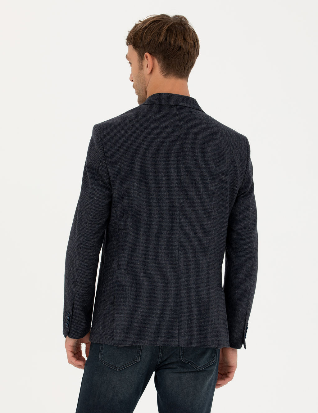 Lacivert Slim Fit Y_n Kar___ml_ Ceket
