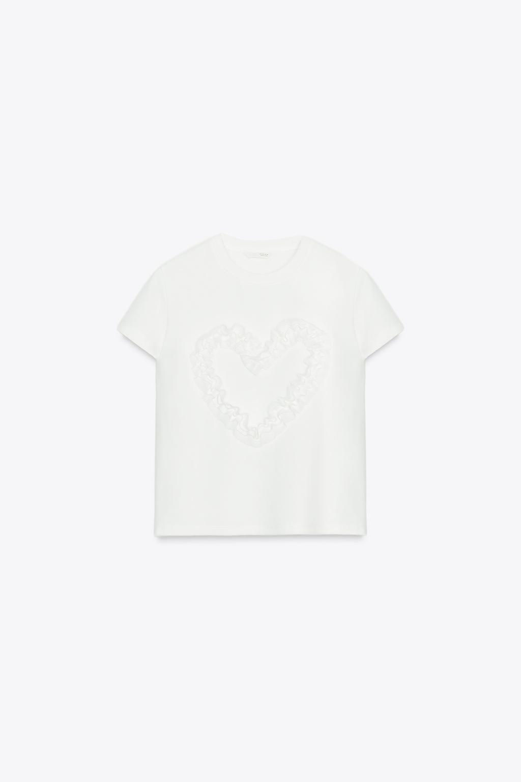 T-SHIRT WITH TEXTURED HEART - Zara фото 5
