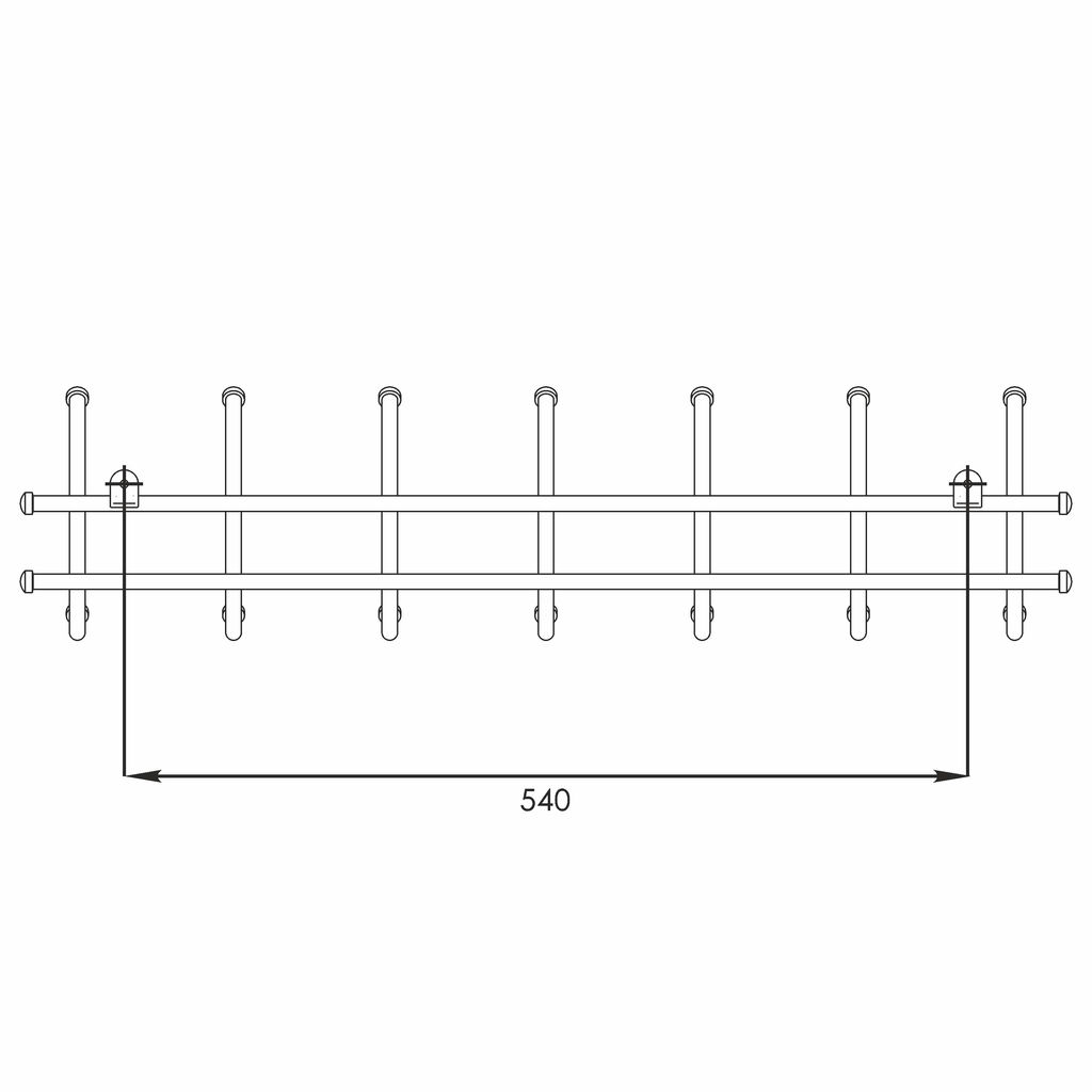 Вешалка настенная металл. "Норма 7" 70,5см (7 рожков, черная)