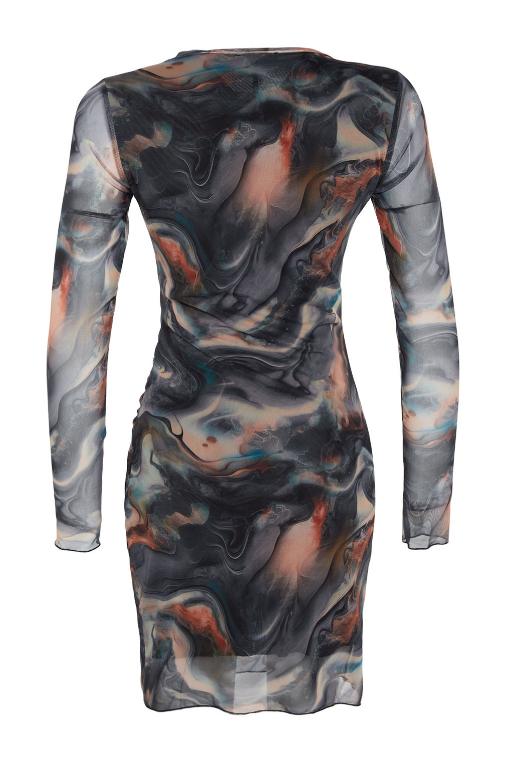 Cok Renkli Tul Buzgu/Drape Detayl? Vucuda Oturan Mini Esnek Orme Kalem Elbise TWOAW24EL00161 - Trendyolmilla фото 14