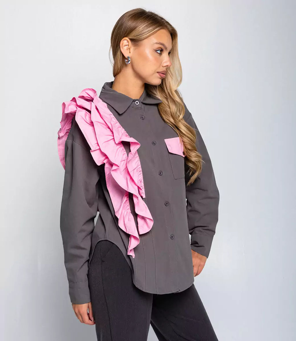 Рубашка #КТ2666, хаки - Dommod фото 2