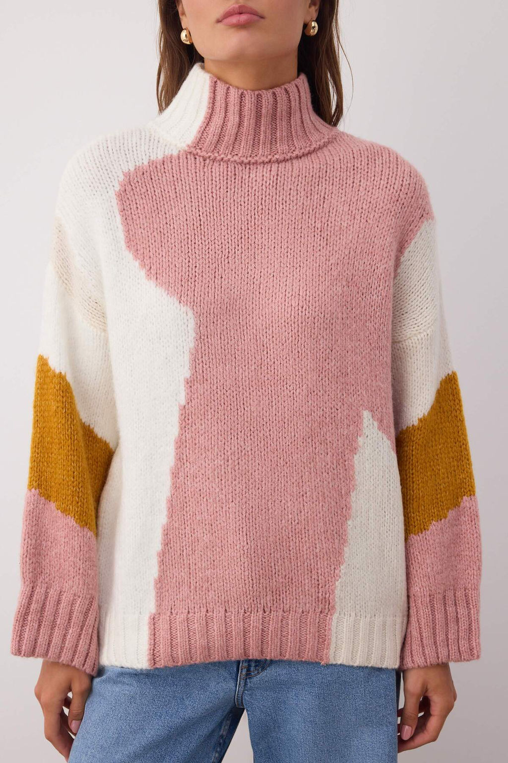 Cok Renkli Yumusak Dokulu Renk Bloklu Genis Kal?p Triko Kazak TWOAW20XS0047 - Trendyolmilla фото 18