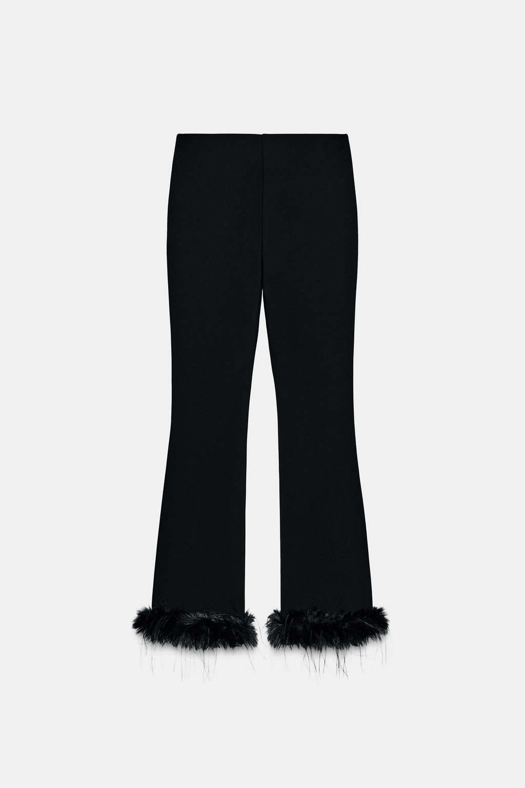 FLARE TROUSERS WITH FAUX FUR HEM