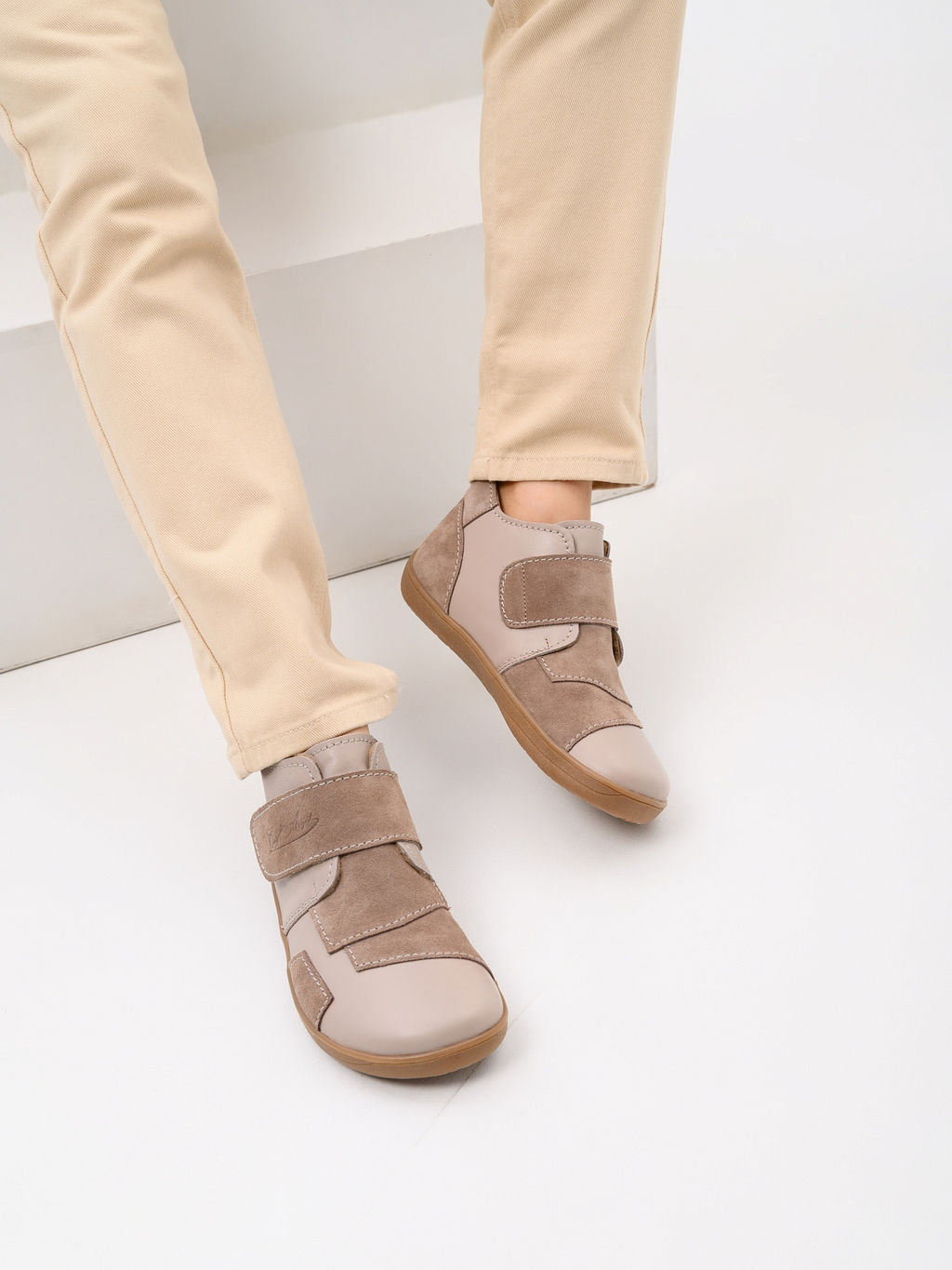 Босоногие ботинки 206.NATAbr.Визон+капучино замша/мех