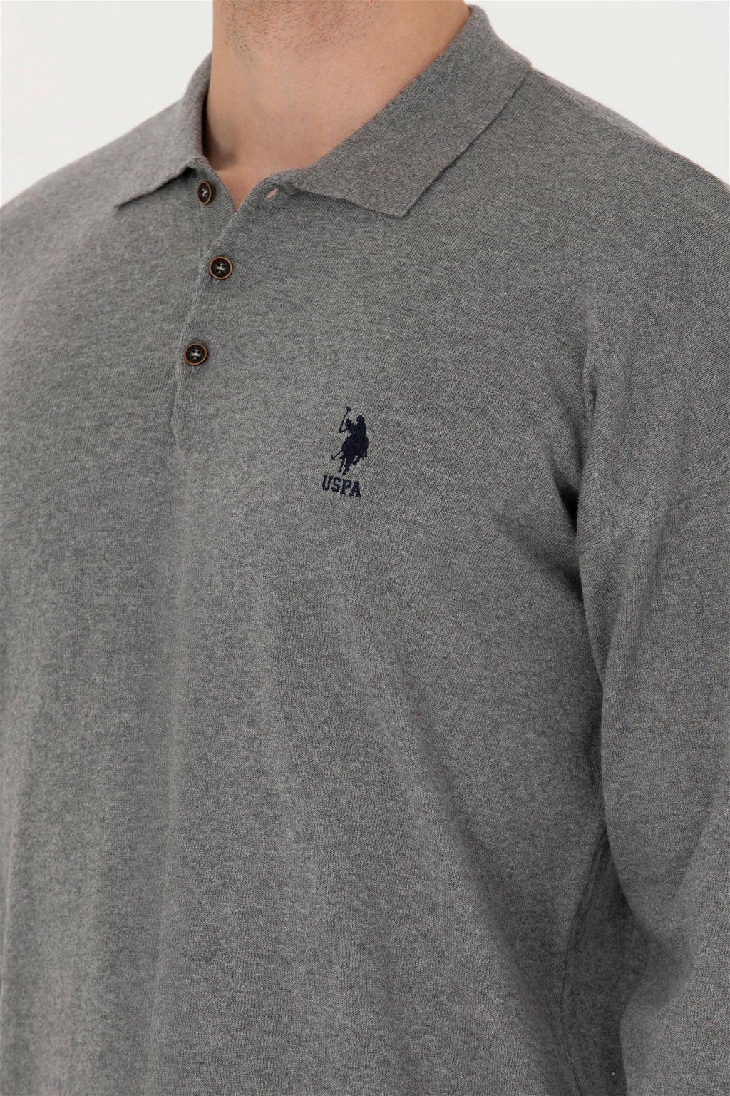 U. S. Polo Assn Мужской серый меланжевый базовый свитер - U.s. polo assn фото 7